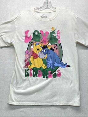 Disney Winnie the Pooh "Love & Kindness" White Short Sleeve Tee Spread Joy-Back